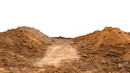 Dirt mounds and a path isolated on transparent background