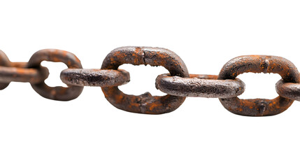 Fototapeta premium Rusty metal chain links isolated on transparent background