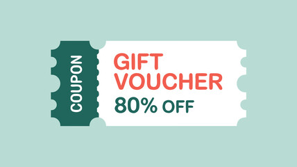 80% Off Gift Voucher Coupon, Green and Red Text on a Light Green Background