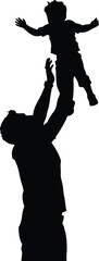 Silhouette of Father Lifting Child in the Air Happy Family Bonding Concept