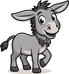 Cute cartoon a illustrator vector donkey