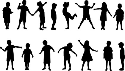 Obraz premium Silhouettes of Children in Various Poses vector bundle