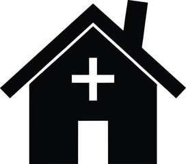 Obraz premium black silhouette a house with cross mark on white .eps