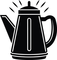 Vector of electric kettle boiling water silhouette