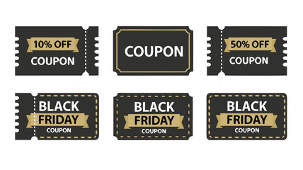 Black and Gold Black Friday Coupon Collection 10% Off, 50% Off and Generic Coupon