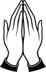 prayer hands dua silhouette art on white backgroun