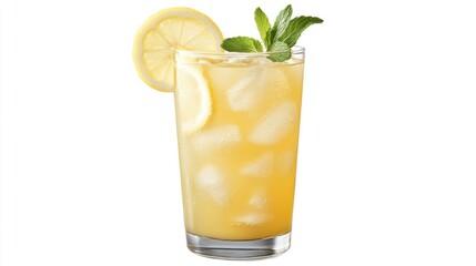 Fototapeta premium Iced Lemon Tea Drink with Lemon Slice and Mint Garnish