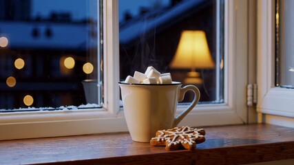 Nightstand with lamp and glass of water beside bed in warm light. Concept of rest and nighttime routine
