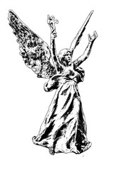 Woman angel sculpture isolated graphic