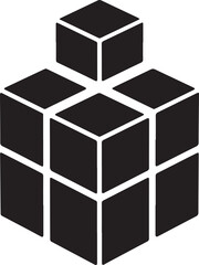 Geometric Cube Arrangement Black Silhouette abstract blocks