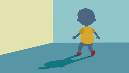 toddler shadow on pavement sunlight
