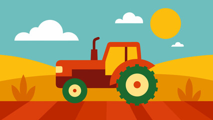 tractor sunlit crop field