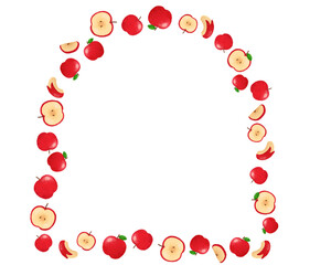 りんご 水彩手描きイラスト 上品なフルーツフレーム