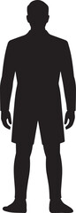 Man standing wearing formal attire and shorts silhouette black