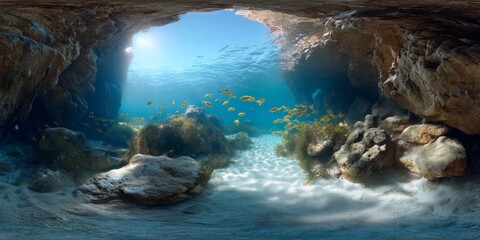 Exploring ocean cave vibrant marine hdr