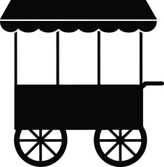 black silhouette a local market cart on white back.eps