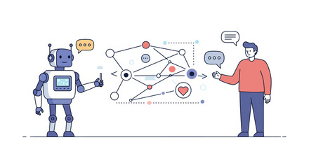 Human robot collaborative communication network in flat design