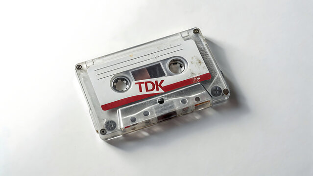 Vintage tdk cassette tape on a white background