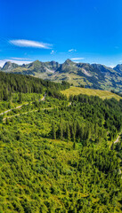 Blick ins Gantrischgebiet, Gurnigel, Kanton Bern, Schweiz, Luftaufnahme, August 2025