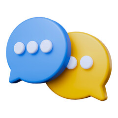 3D Chat Bubble Icon – Messaging, Communication, and Social Media Illustration on Transparent Background