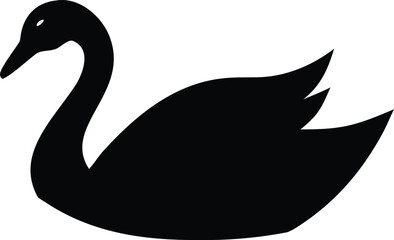 Elegant Swan Silhouette Waterfowl Aquatic Bird on White Background
