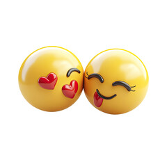 Two kissing emoji spheres