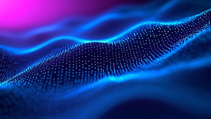 Abstract blue particle wave digital background technology