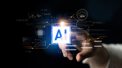 AI core technology presented with digital circuit connections, symbolizing AI systems, processing power, and integration into modern digital platforms Latch
