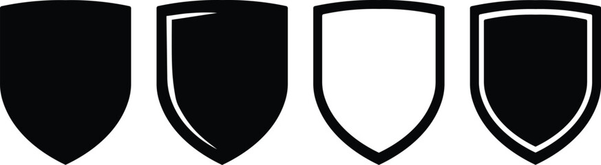 Set of Shield Shapes - Minimalist black silhouettes, Shield shapes collection, Vector Illustration !