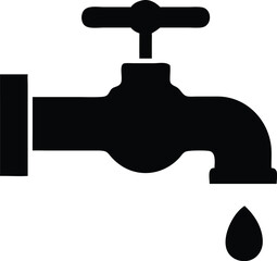 water tap silhouette  on white background