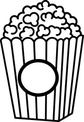 Minimalist black and white striped popcorn box vector icon