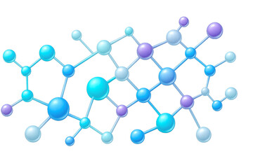 Complex Molecular Network with Glossy Nodes and Smooth Bonds Cutout Transparent PNG 