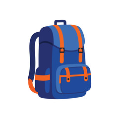Fototapeta premium (Vibrant Blue Travel Rucksack. This colorful knapsack artwork represents journeys, learning, and carrying daily essentials with ease.)