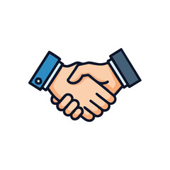 (Business Agreement Handshake Icon. This symbolic image signifies trust, collaboration, and successful negotiations between individuals. Represents unity and commitment.)