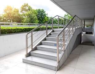 Modern concrete stairs leading outdoors