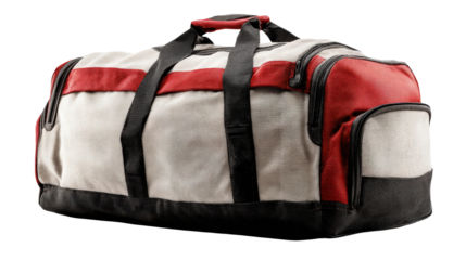 Dual-compartment sports bag with side view, background isolated on a Transparent background, PNG file.