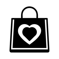 Shopping Bag With Heart Symbol For Love And Caring Purchases Icon