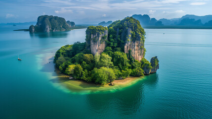 Fototapeta premium Small island of Tah Len within Than Bok Khorani National Park in Krabi, Thailand 