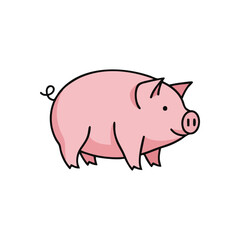 (Joyful Pink Swine Artwork. This cheerful piglet vector graphic features a pleasant smile. Ideal for designs reflecting farm life, agriculture, or financial prosperity and good fortune.)