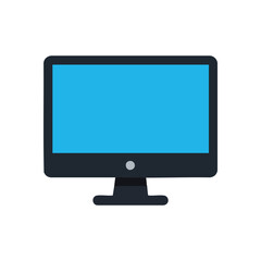 (Modern Flat Design Computer Display. Sleek electronic device showcasing a vibrant blue screen, perfect for illustrating technology, connectivity, or digital interfaces.)
