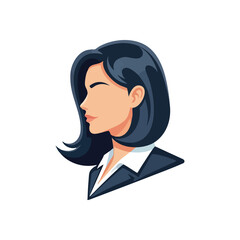 (Elegant Professional Woman Profile. This vector artwork features a confident female. Her refined attire and composed presence convey wisdom and authority, ideal for corporate branding.)