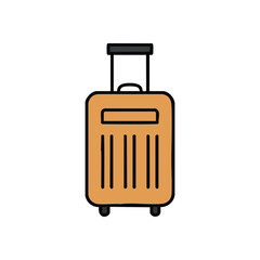 (Travel Suitcase Vector Illustration. Minimalist brown rolling bag, a stylized doodle representing vacations, relocation, and exciting adventures. Perfect for journey concepts.)