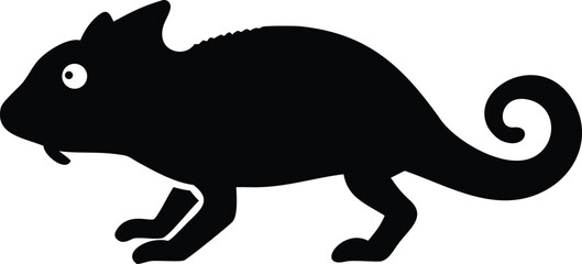 Chameleon Silhouette Reptile Lizard Outline on white background