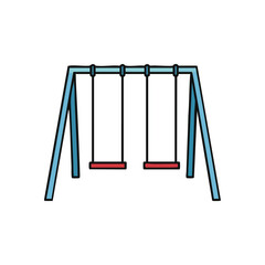 (Park Swings Illustration. Colorful children's play apparatus depicting carefree moments and outdoor recreation. A simple graphic representing joy, leisure, and childhood fun.)