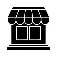 Simple Storefront Icon with Awning and Double Doors for Business Graphics
