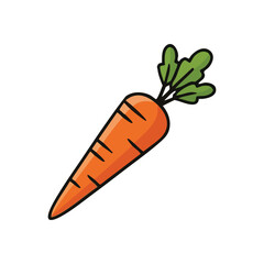 (Vibrant Cartoon Carrot. A brightly illustrated root vegetable, featuring an orange body and green top. This graphic symbolizes wholesome nutrition and garden fresh produce.)