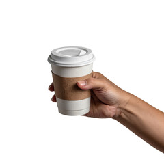 Freshly brewed coffee cup held in hand ready for enjoyment on a sunny day