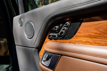 The Luxury Vehicle Interior Door Panel features stylish wood accents paired with highend controls, ensuring a perfect blend of comfort and elegance for an exquisite driving experience