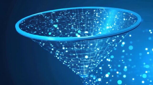 Abstract Data Funnel Visualization: Blue Digital Network