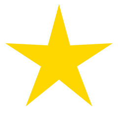  Yellow five-pointed star symbol on white background, bright geometric shape for awards, ratings, favorites and design elements
